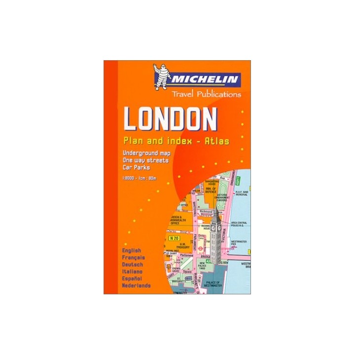 London. Plan and index, Atlas. Underground map. One way streets. Car Parks.
